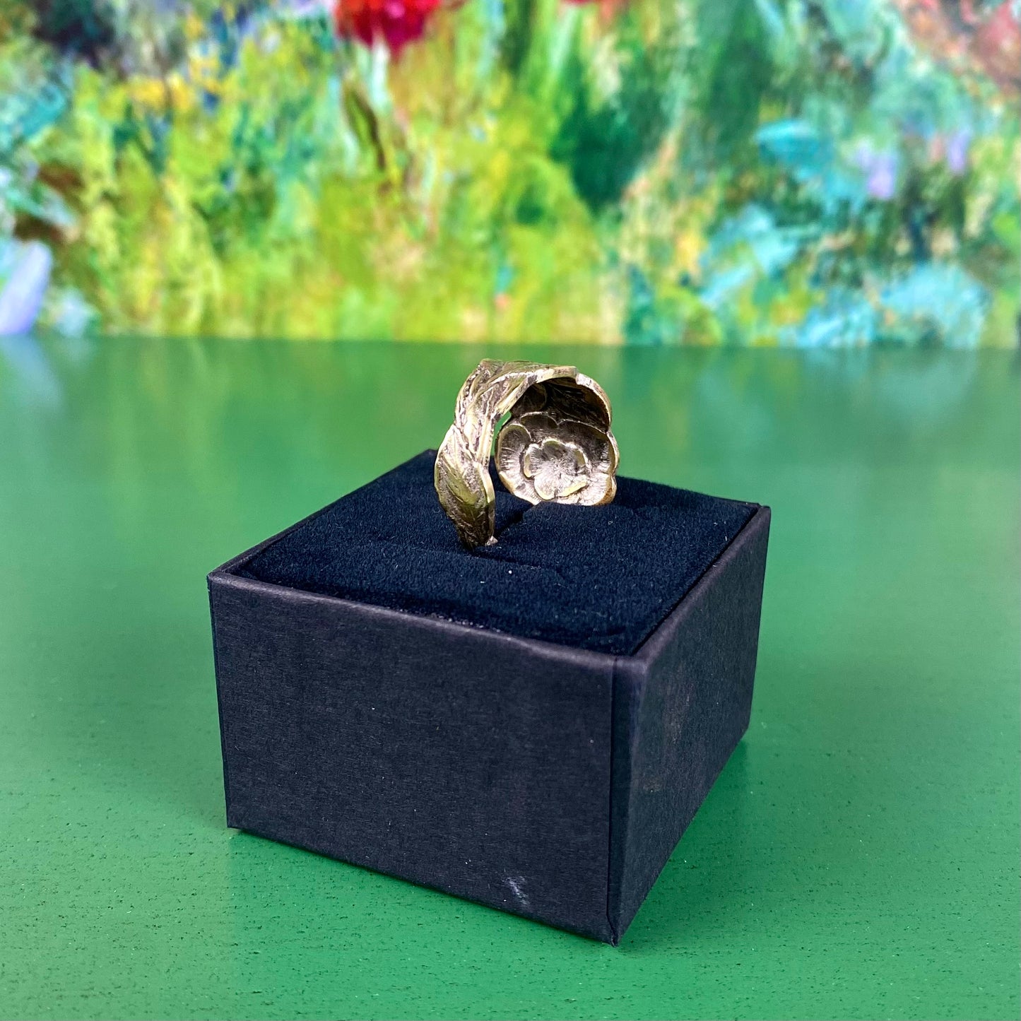 Handcrafted Brass Floral Ring | Peony