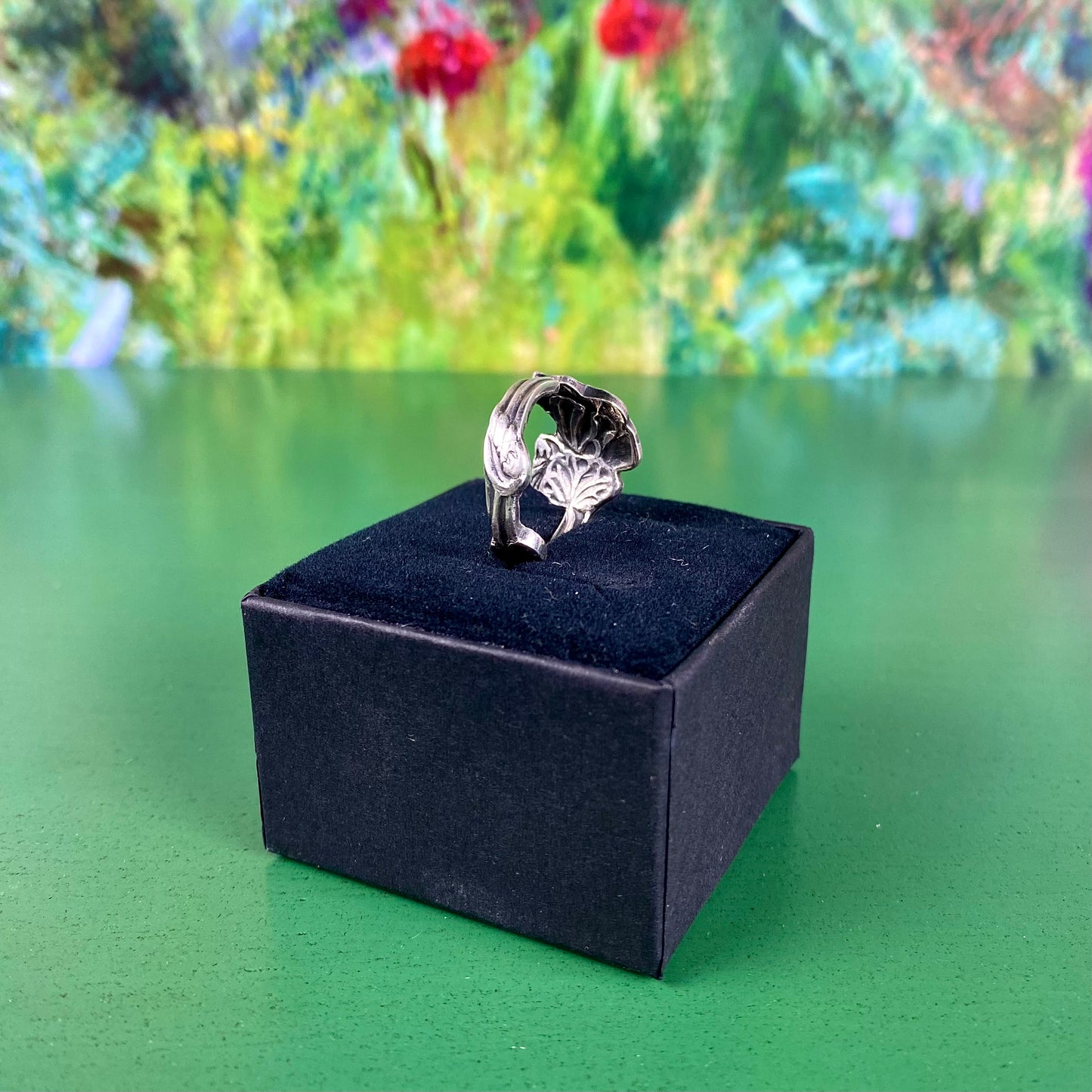 Handcrafted Silver-Plated Flower Ring | Fuchsia