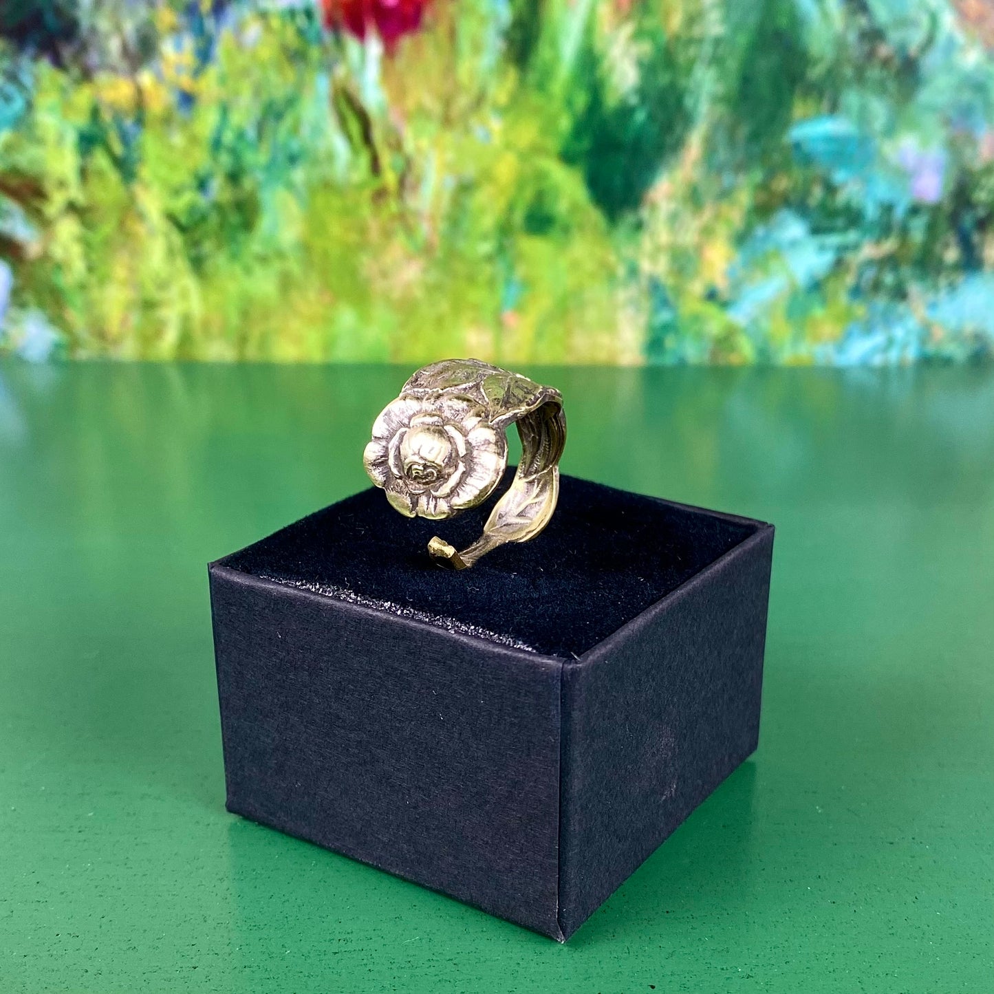 Handcrafted Brass Floral Ring | Peony