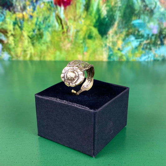 Handcrafted Brass Floral Ring | Peony