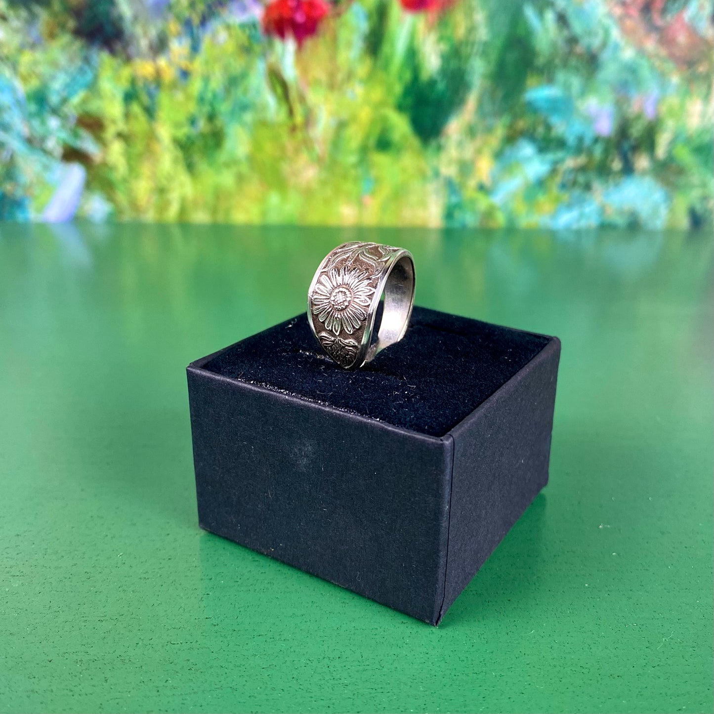Handcrafted Silver-Plated Flower Ring | Sunflower