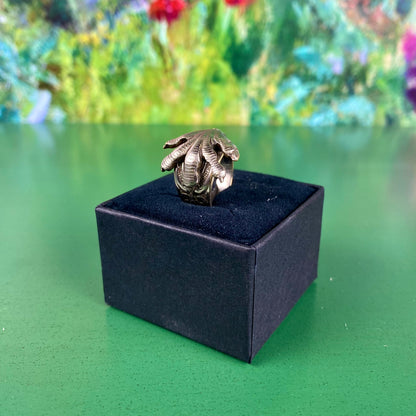 Handcrafted Stainless Steel Flower ring | Chestnut Leaf