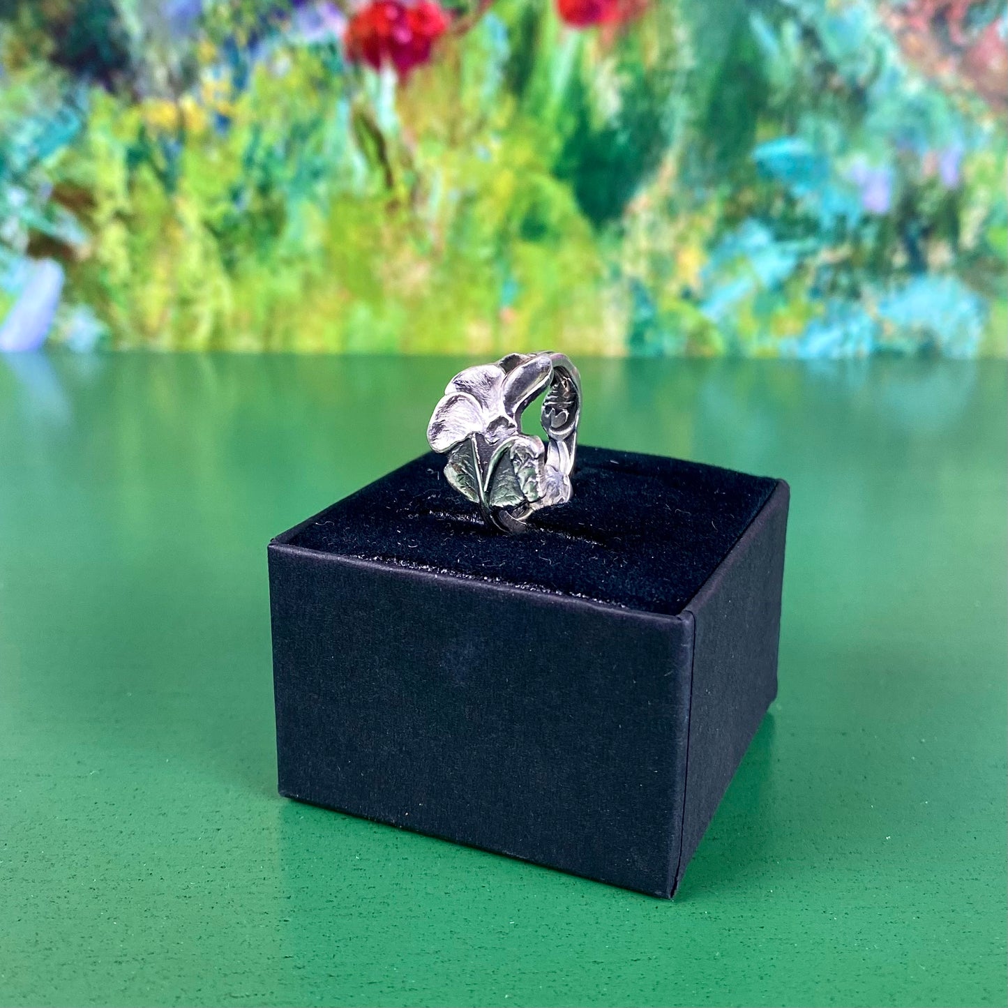 Handcrafted Silver-Plated Flower Ring | Fuchsia