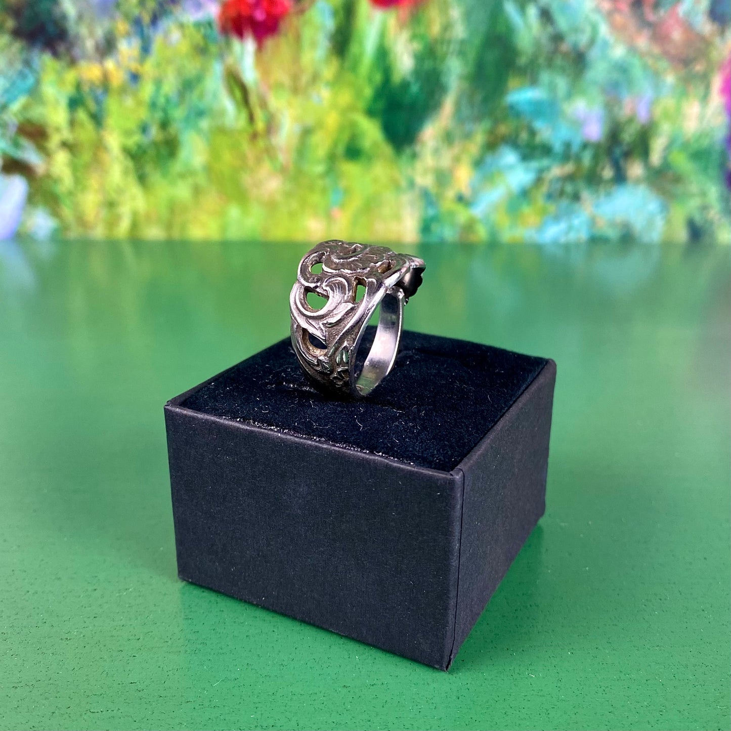 Handcrafted Stainless Steel Floral Ring | Yard