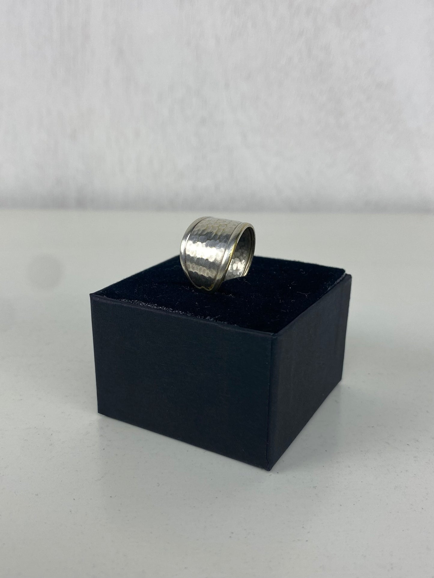 Handcrafted Silver-Plated Dented Spoonring