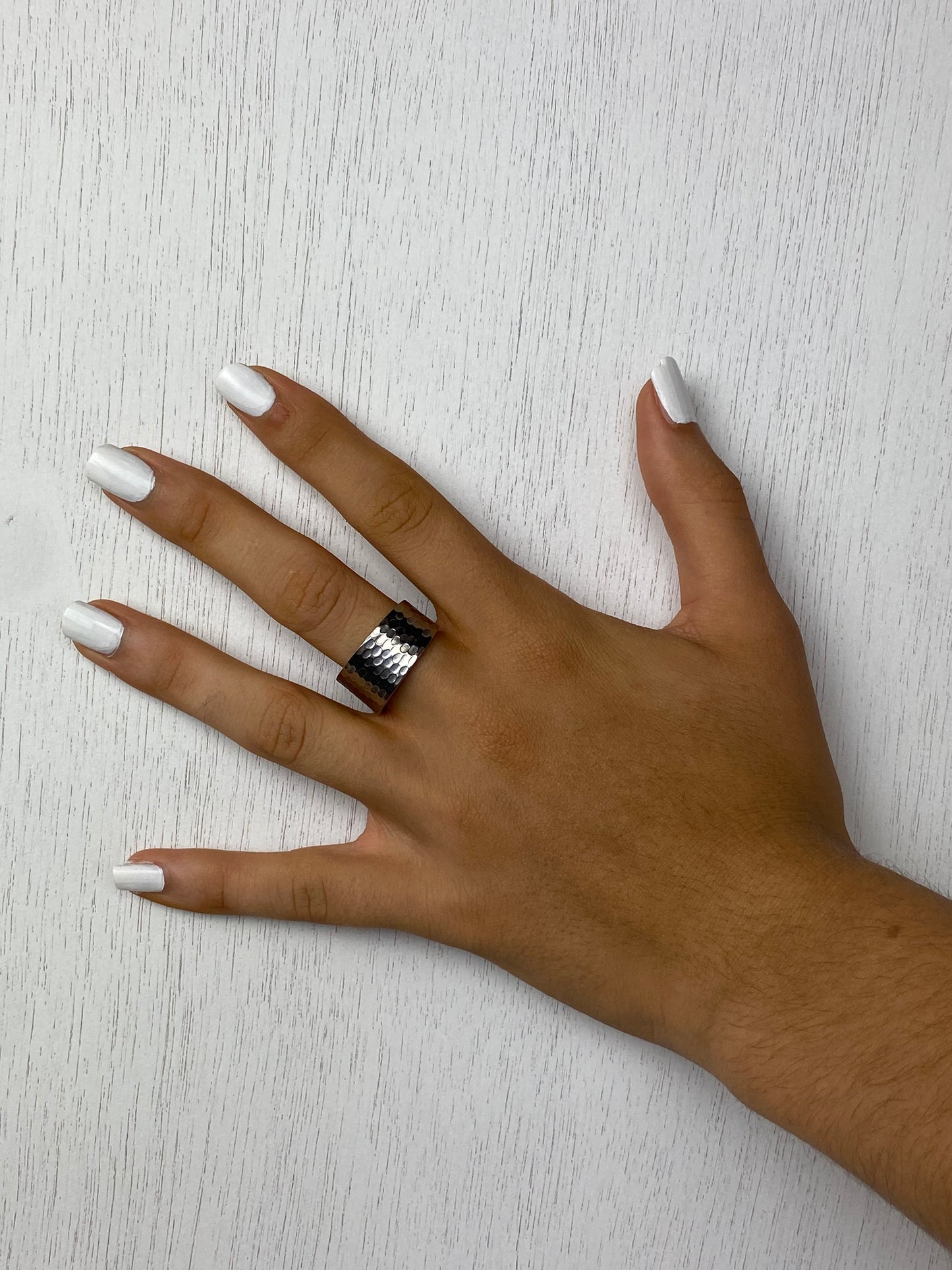 Handcrafted Stainless Steel Dented Spoonring